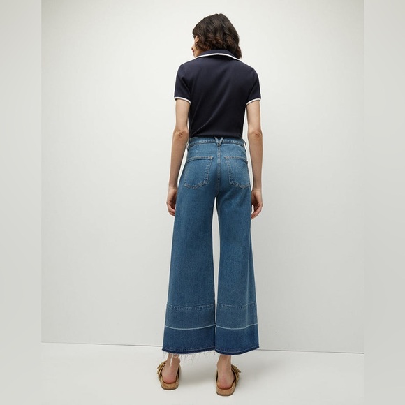 Veronica Beard Grant Released Hem Cropped Wide Leg Jean - Picture 3 of 5